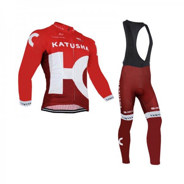 2016 Katusha Fahrradbekleidung Radtrikot Satz Langarm und Lange Trägerhose