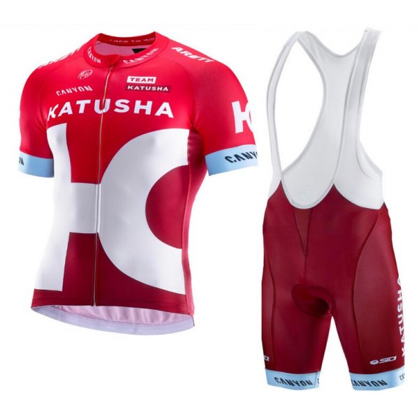2016 Katusha Fahrradbekleidung Satz Fahrradtrikot Kurzarm Trikot und Kurz Trägerhose
