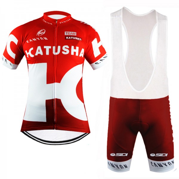 2016 Katusha Fahrradbekleidung Satz Fahrradtrikot Kurzarm Trikot und Kurz Trägerhose