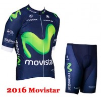 2016 Movistar Radbekleidung Radtrikot Kurzarm und Fahrradhosen Kurz