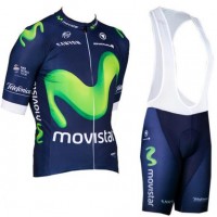 2016 Movistar Fahrradbekleidung Satz Fahrradtrikot Kurzarm Trikot und Kurz Trägerhose