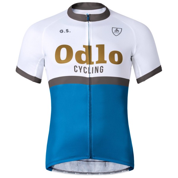 2016 Odlo Ride Weiß blau Fahrradbekleidung Kurzarm Radtrikot