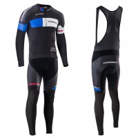 2016 Orbea Team Pro Schwarz-Blau Fahrradbekleidung Satz Radtrikot Langarm+Lang Trägerhose