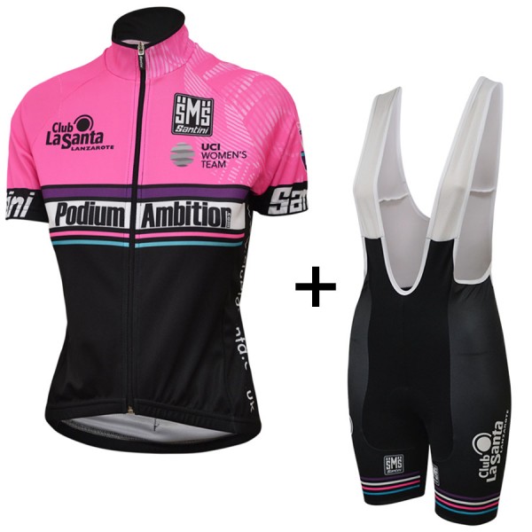 2016 Podium Ambition Damen Fahrradbekleidung Satz Fahrradtrikot Kurzarm Trikot und Kurz Trägerhose