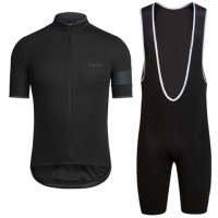 2016 RAPHA schwarz Fahrradbekleidung Radtrikot und Trägerhosen Set