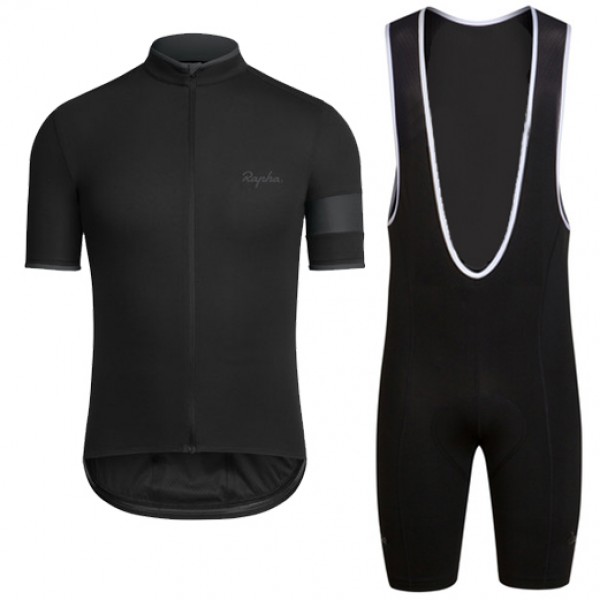 2016 RAPHA schwarz Fahrradbekleidung Radtrikot und Trägerhosen Set