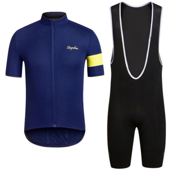 2016 RAPHA blau Fahrradbekleidung Radtrikot und Trägerhosen Set