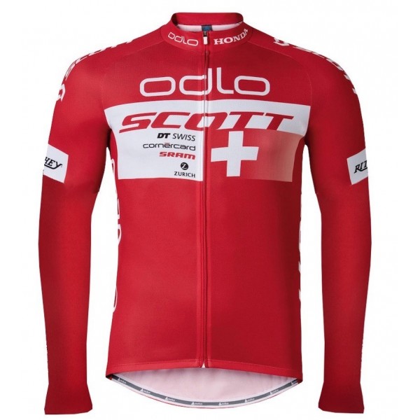 2016 Scott ODLO Team Rot Radtrikot Langarm