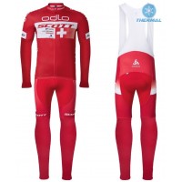 2016 Scott ODLO Team Rot thermisch Fahrradbekleidung Satz Radtrikot Langarm+Lang Trägerhose