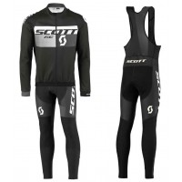 2016 Scott RC Schwarz-Grau Fahrradbekleidung Satz Radtrikot Langarm+Lang Trägerhose