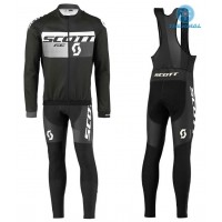 2016 Scott RC Schwarz-Grau thermisch Fahrradbekleidung Satz Radtrikot Langarm+Lang Trägerhose