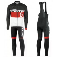 2016 Scott Team Schwarz-Rot-Weiß Fahrradbekleidung Satz Radtrikot Langarm+Lang Trägerhose