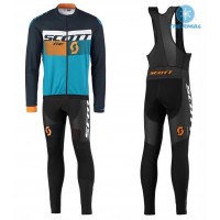 2016 Scott RC Schwarz-Gelb-Blau thermisch Fahrradbekleidung Satz Radtrikot Langarm+Lang Trägerhose