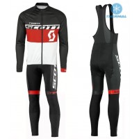 2016 Scott Team Schwarz-Rot-Weiß thermisch Fahrradbekleidung Satz Radtrikot Langarm+Lang Trägerhose