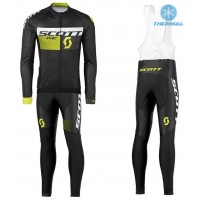 2016 Scott RC Schwarz-Gelb thermisch Fahrradbekleidung Satz Radtrikot Langarm+Lang Trägerhose