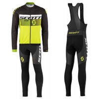 2016 Scott RC Schwarz-Weiß-Grün Fluo Fahrradbekleidung Satz Radtrikot Langarm+Lang Trägerhose