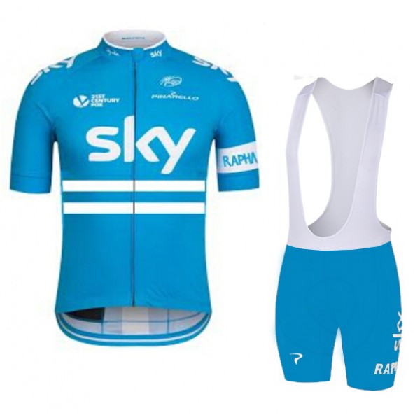 2016 SKY Blau Fahrradbekleidung Satz Fahrradtrikot Kurzarm Trikot und Kurz Trägerhose
