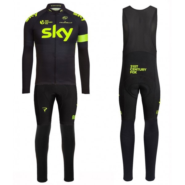 2016 Sky Team Fluo Ausgabe Fahrradbekleidung Satz Radtrikot Langarm+Lang Trägerhose 2016 Sky Team Fluo Ausgabe Fahrradbekleidung Satz Radtrikot Langarm+Lang Trägerhose