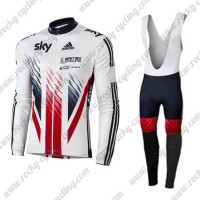 2016 Team SKY British Winter Fahrradbekleidung Radtrikot Satz Langarm und Lange Trägerhose