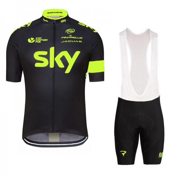2016 SKY Fluo Yellow Fahrradbekleidung Satz Fahrradtrikot Kurzarm Trikot und Kurz Trägerhose