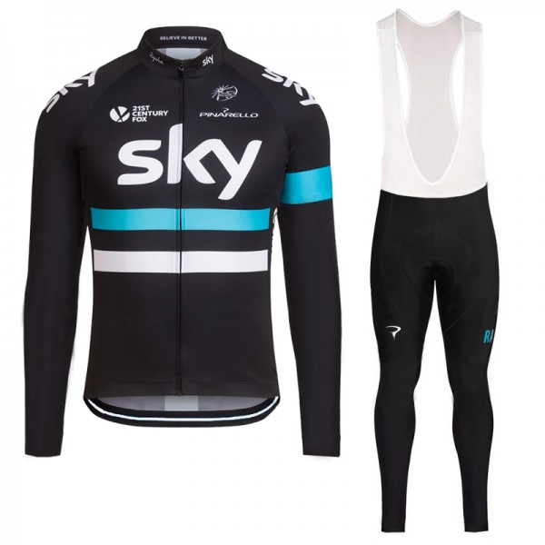 2016 Sky Fahrradbekleidung Radtrikot Satz Langarm und Lange Trägerhose