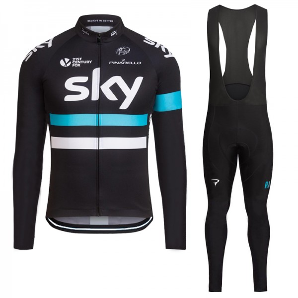 2016 Sky Fahrradbekleidung Radtrikot Satz Langarm und Lange Trägerhose