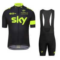 2016 SKY Fluo Yellow Fahrradbekleidung Satz Fahrradtrikot Kurzarm Trikot und Kurz Trägerhose 02