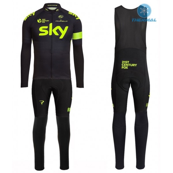 2016 Sky Team Fluo Ausgabe thermisch Fahrradbekleidung Satz Radtrikot Langarm+Lang Trägerhose 2016 Sky Team Fluo Ausgabe thermisch Fahrradbekleidung Satz Radtrikot Langarm+Lang Trägerhose