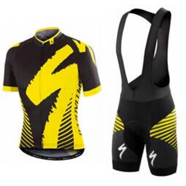 2016 Specialized Comp Racing Ss jaune Fahrradbekleidung Satz Fahrradtrikot Kurzarm Trikot und Kurz Trägerhose
