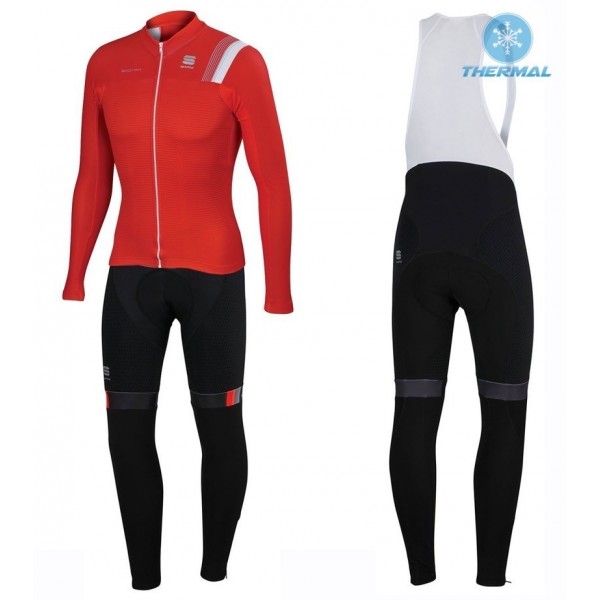 2016 Sportful JSW Rot thermisch Fahrradbekleidung Satz Radtrikot Langarm+Lang Trägerhose