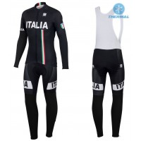 2016 Sportful Italy IT Schwarz thermisch Fahrradbekleidung Satz Radtrikot Langarm+Lang Trägerhose