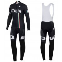 2016 Sportful Italy IT Schwarz Fahrradbekleidung Satz Radtrikot Langarm+Lang Trägerhose