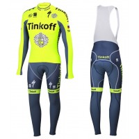 2016 Tinkoff Race Team Fahrradbekleidung Satz Radtrikot Langarm+Lang Trägerhose