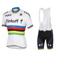 2016 TINKOFF World Champion Fahrradbekleidung Satz Fahrradtrikot Kurzarm Trikot und Kurz Trägerhose