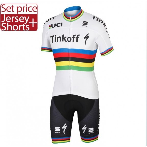 2016 TINKOFF World Champion Radbekleidung Radtrikot Kurzarm und Fahrradhosen Kurz
