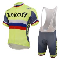 2016 Tinkoff Saxo Bank Russo Fluo Light Fahrradbekleidung Satz Fahrradtrikot Kurzarm Trikot und Kurz Trägerhose 02