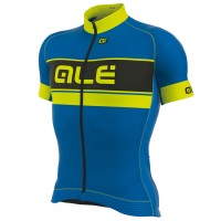 2017 Ale Graphics PRR Bermuda Radtrikot Kurzarm Blau Gelb Fluo