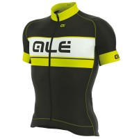 2017 Ale Graphics PRR Bermuda Radtrikot Kurzarm Schwarz Gelb Fluo