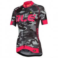 2017 Damen Ale Graphics PRR Camo Schwarz-Rose Radtrikot Kurzarm