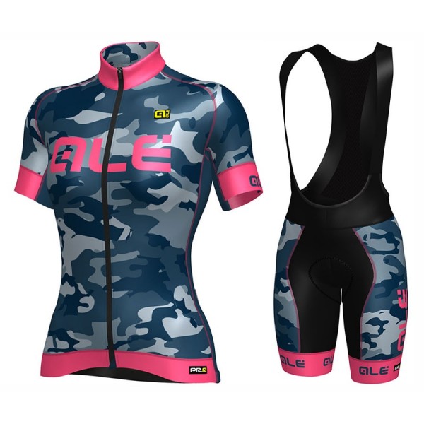 2017 Damen Ale Graphics PRR Camo Blau-Rose Fahrradbekleidung Satz Radtrikot Kurzarm+Kurz Trägerhose