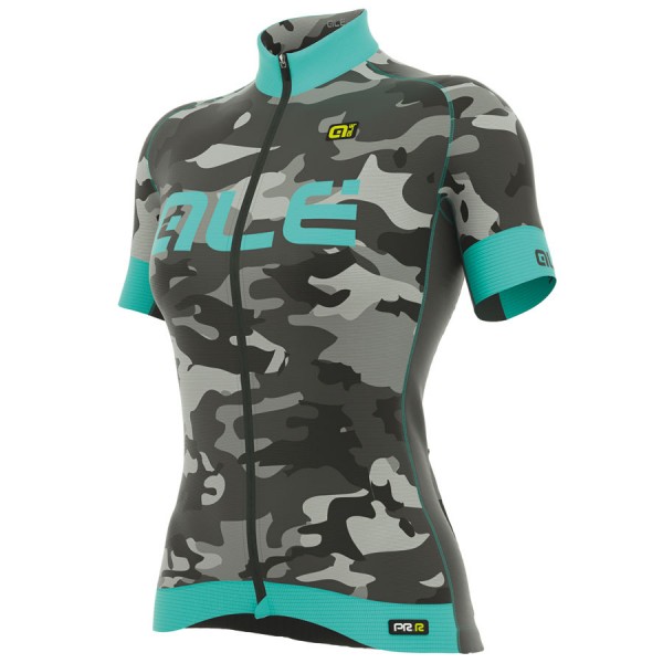 2017 Damen Ale Graphics PRR Camo Radtrikot Kurzarm Light Blau