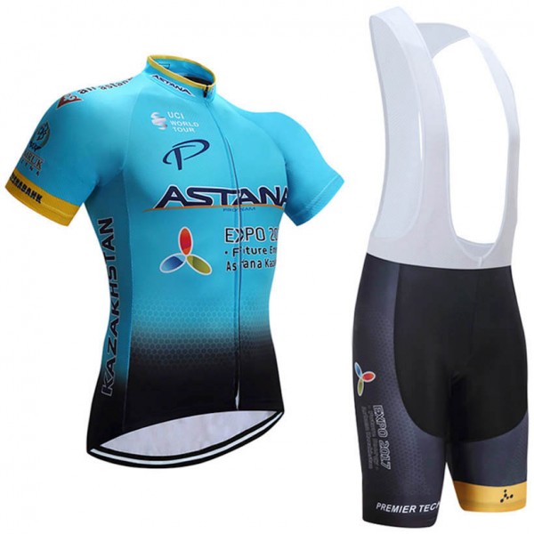 2017 Astana Fahrradbekleidung Satz Radtrikot Kurzarm+Kurz Trägerhose