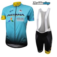 Astana Pro Team 2017 Damen Fahrradbekleidung Satz Radtrikot Kurzarm+Kurz Trägerhose