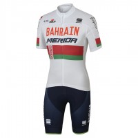 BAHRAIN-MERIDA Weiß Russian Fahrradbekleidung Satz Radtrikot Kurzarm+Kurz Radhose 2017