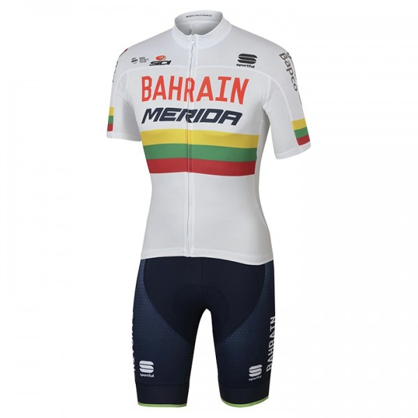 BAHRAIN-MERIDA lituanien champion Fahrradbekleidung Satz Radtrikot Kurzarm+Kurz Radhose 2017