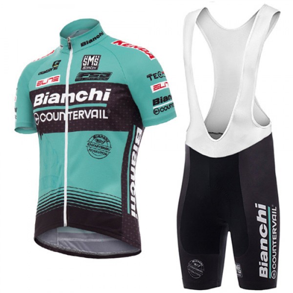 2017 Bianchi Countervail Fahrradbekleidung Satz Radtrikot Kurzarm+Kurz Trägerhose
