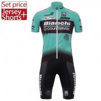 2017 Bianchi Countervail Fahrradbekleidung Satz Radtrikot Kurzarm+Kurz Radhose