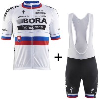 BORA Hansgrohe Pro Team 2017 Champion Slovaque Fahrradbekleidung Satz Radtrikot Kurzarm+Kurz Trägerhose