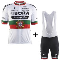 BORA Hansgrohe Pro Team 2017 Champion Portugais Fahrradbekleidung Satz Radtrikot Kurzarm+Kurz Trägerhose