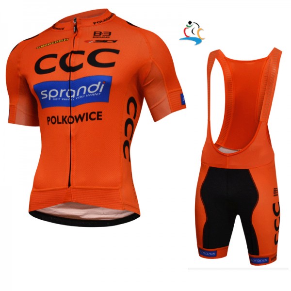 2017 CCC Sprandi Race Fahrradbekleidung Satz Radtrikot Kurzarm+Kurz Trägerhose